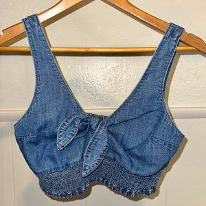 Abercrombie & Fitch - Jean Crop Top With Bow - S - Blue